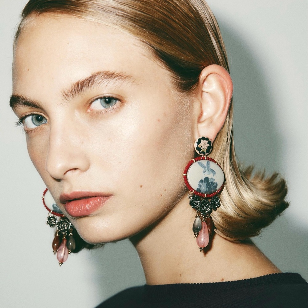 Floral & Bird Pattern Vintage Artistic Earrings